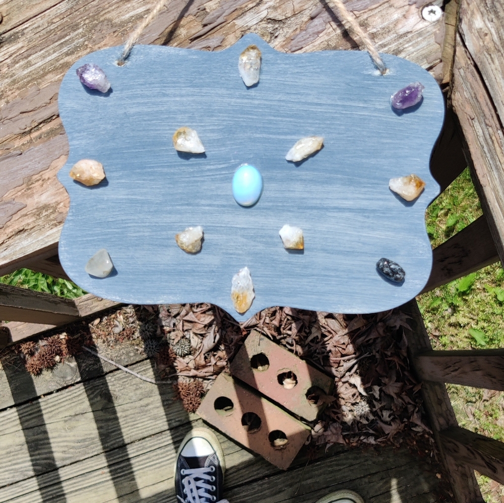 Handcrafted Joy and Abundance Crystal Wall Grid cleansed charged and activated